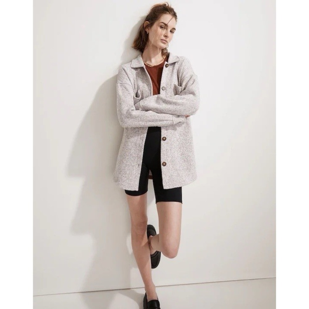 Madewell MWL Resourced Fleece Shacket XS Pale Thistle Oversized Cozy NWOT